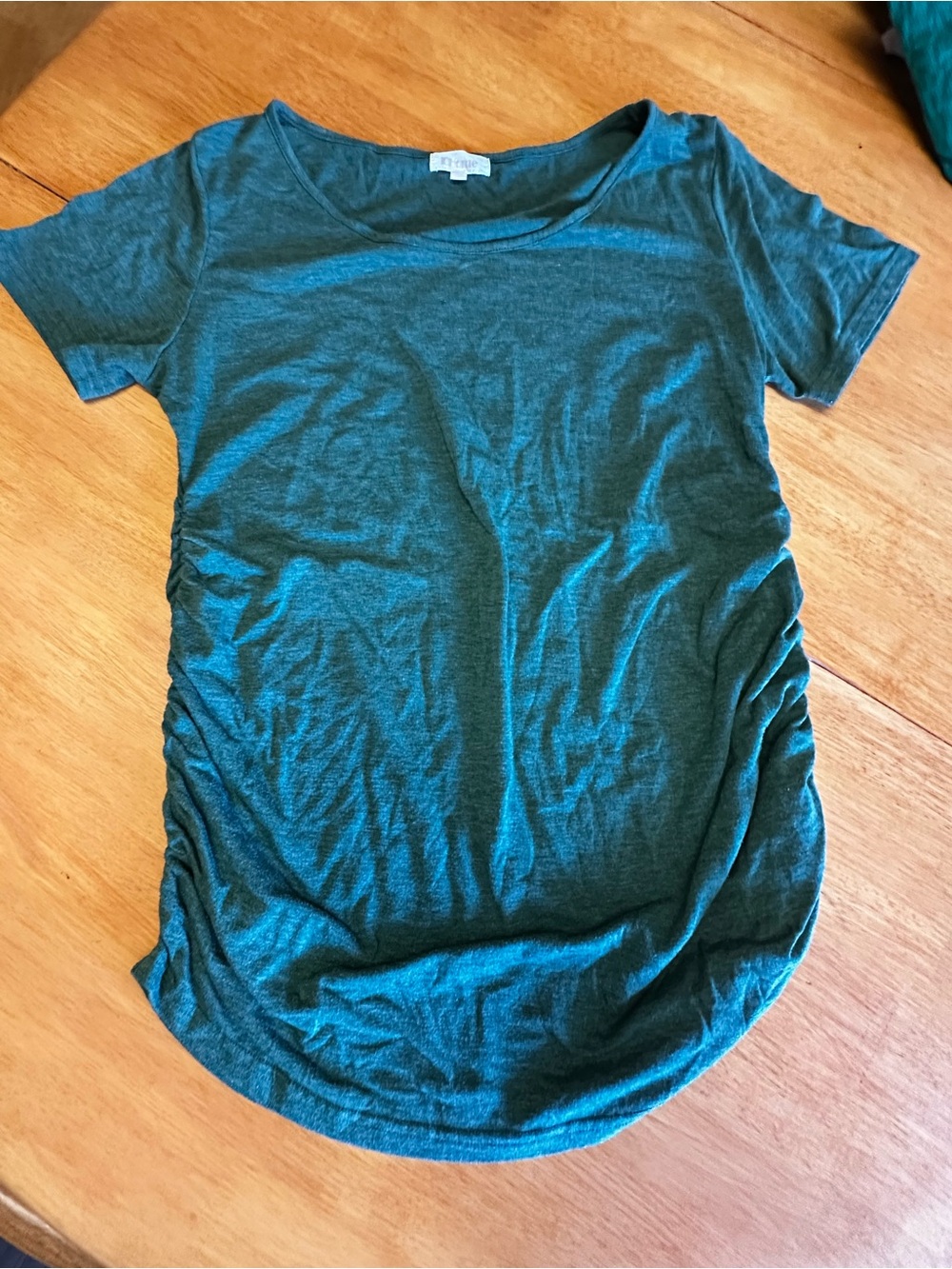 Women’s Short-Sleeve Scoop Neck Maternity Top — Teal/Green